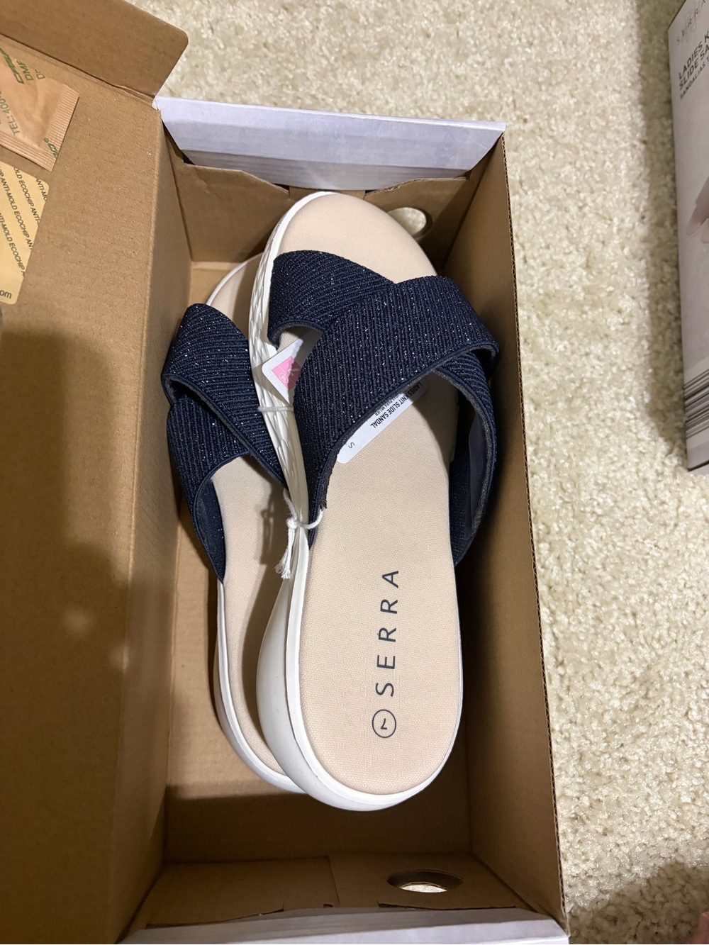 Serra Navy Crisscross Slip-On Sandals